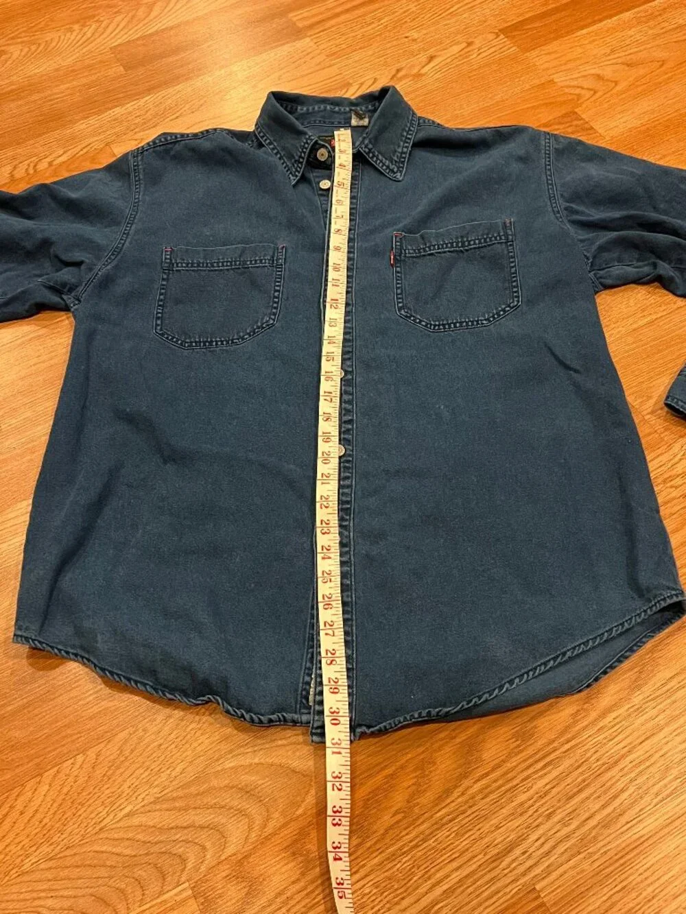 VTG 90s Levis Red Tab Blue Denim Shirt Button Down Long Sleeve Men’s LARGE Y2K